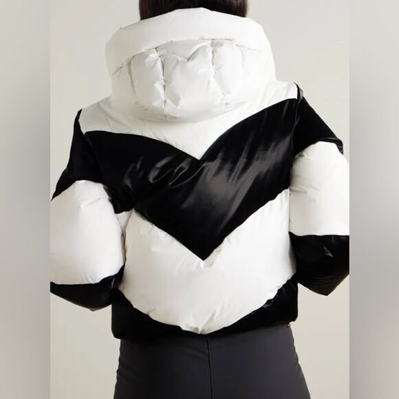 Goldbergh Courage Quilted Ski Jacket Puffer Striped Black White NWT US 4 - Picture 3 of 11